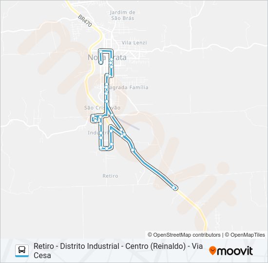 Mapa da linha CS505 HOSPITAL - RETIRO - REINALDO de ônibus