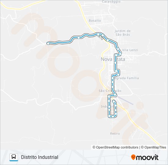 Mapa da linha OS108 GRAMADO - DISTRITO INDUSTRIAL de ônibus