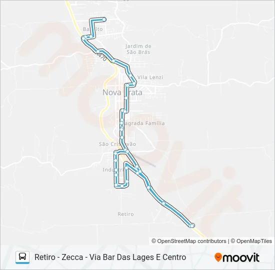 CC405 SÃO JOÃO BOSCO - RETIRO - ZECCA Bus Line Map