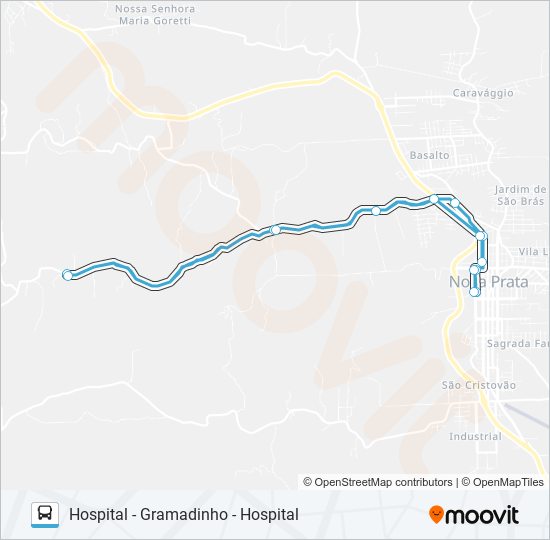 CO505 HOSPITAL - GRAMADINHO - HOSPITAL bus Line Map