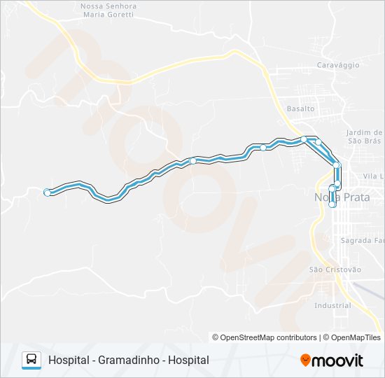 Mapa de CO505 HOSPITAL - GRAMADINHO - HOSPITAL de autobús