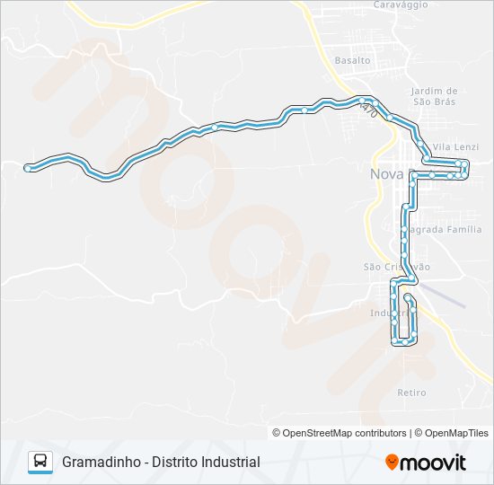 Mapa da linha OS118 GRAMADINHO - DISTRITO INDUSTRIAL de ônibus