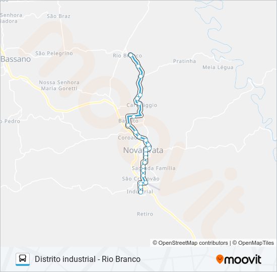 Mapa da linha SN802 DISTRITO INDUSTRIAL - RIO BRANCO de ônibus