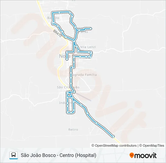 CC905 RETIRO - SÃO JOÃO BOSCO - HOSPITAL Bus Line Map