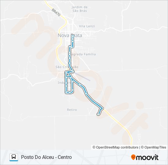 Mapa de CS515 REINALDO - POSTO DO ALCEU - CENTRO de autobús