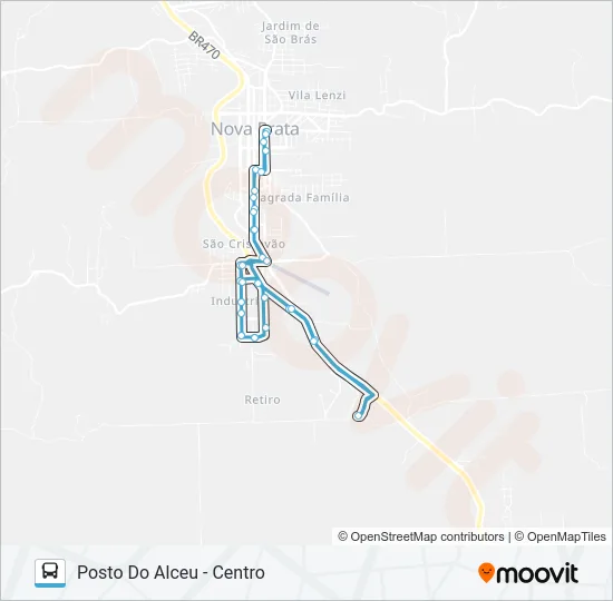 CS515 REINALDO - POSTO DO ALCEU - CENTRO Bus Line Map