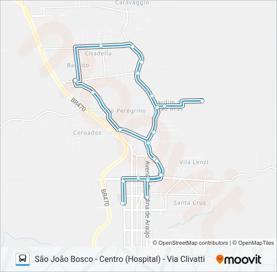 CN505 REINALDO - SÃO JOÃO BOSCO - HOSPITAL Bus Line Map