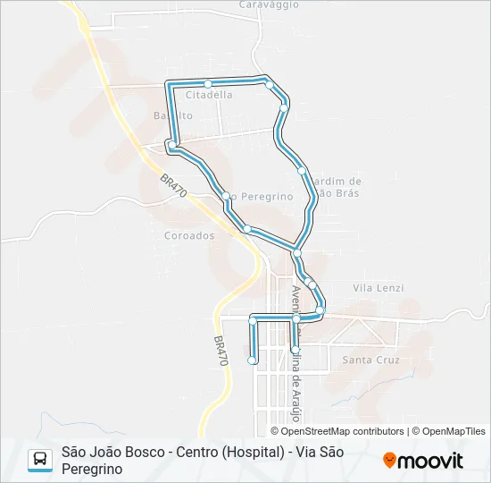 CN505 REINALDO - SÃO JOÃO BOSCO - HOSPITAL Bus Line Map