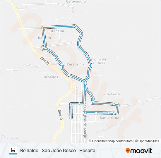 Mapa de CN505 REINALDO - SÃO JOÃO BOSCO - HOSPITAL de autobús