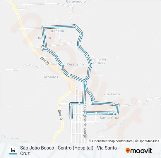 CN505 REINALDO - SÃO JOÃO BOSCO - HOSPITAL Bus Line Map