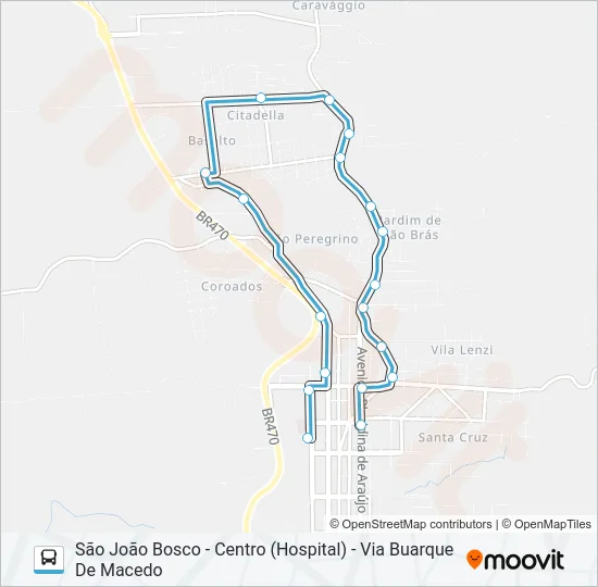 CN505 REINALDO - SÃO JOÃO BOSCO - HOSPITAL Bus Line Map
