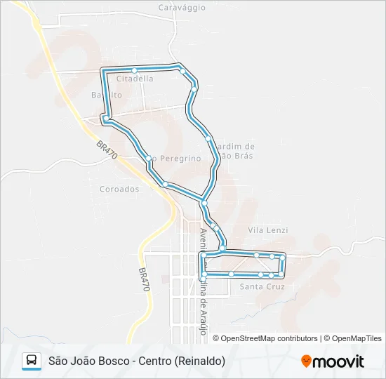 CN545 REINALDO - SÃO JOÃO BOSCO - REINALDO Bus Line Map