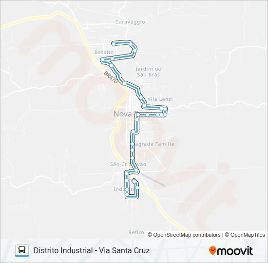 NS408 SÃO JOÃO BOSCO - DISTRITO INDUSTRIAL Bus Line Map