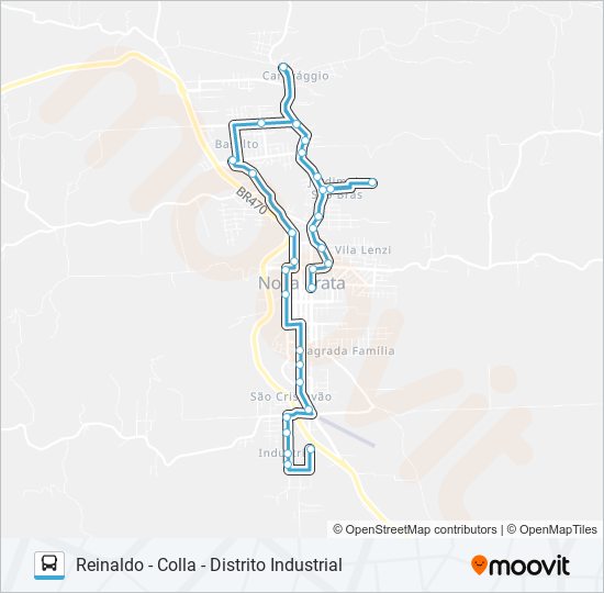 Mapa da linha CC528 REINALDO - COLLA - DISTRITO INDUSTRIAL de ônibus
