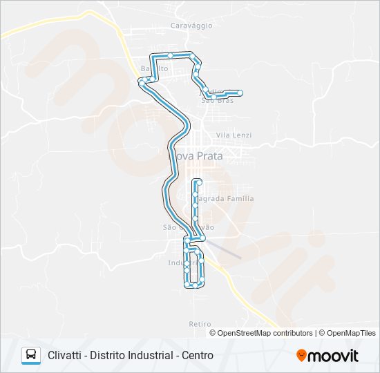 Mapa da linha CC435 CLIVATTI - DISTRITO INDUSTRIAL - CENTRO de ônibus