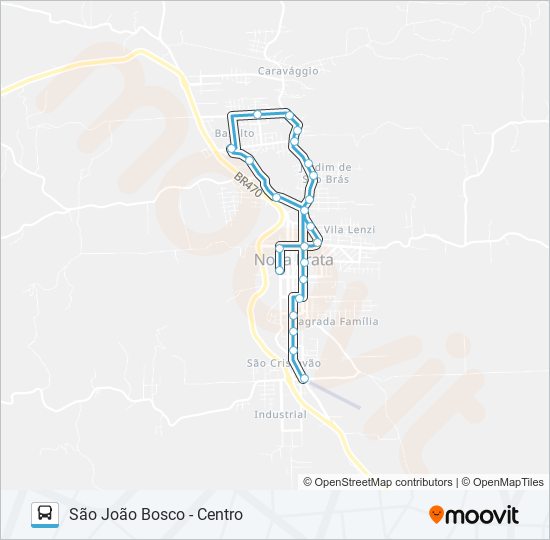 Mapa de CC815 SÃO CRISTÓVÃO - SÃO JOÃO BOSCO - CENTRO de autobús