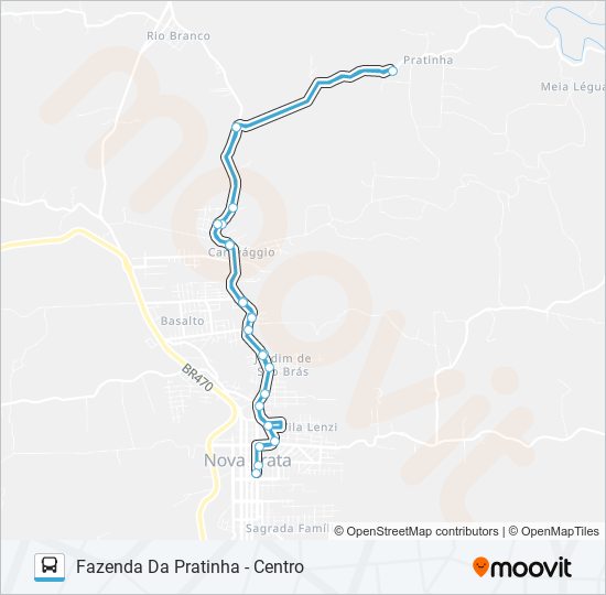 Mapa de CN565 REINALDO - FAZENDA DA PRATINHA - CENTRO de autobús