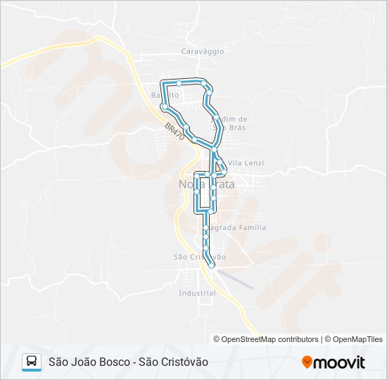 Mapa de CC518 HOSPITAL - SÃO JOÃO BOSCO - SÃO CRISTÓVÃO de autobús