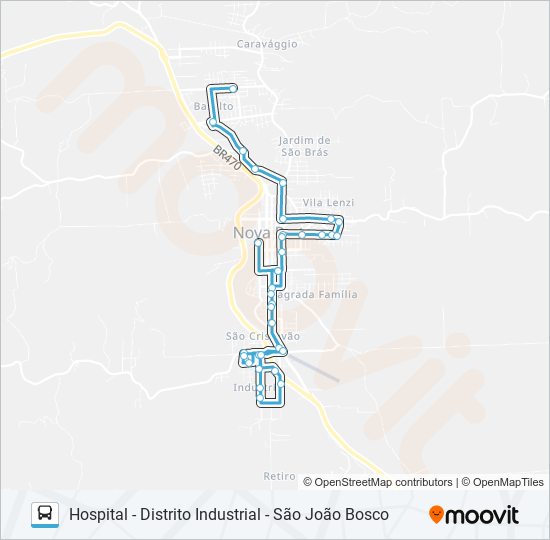 Mapa de CC504 HOSPITAL - DISTRITO INDUSTRIAL - SÃO JOÃO BOSCO de autobús