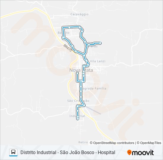 Mapa de CC825 DISTRITO INDUSTRIAL - SÃO JOÃO BOSCO - HOSPITAL de autobús