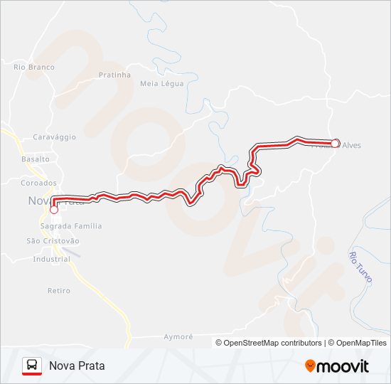 Mapa da linha 5038 NOVA PRATA / PROTÁSIO ALVES de ônibus