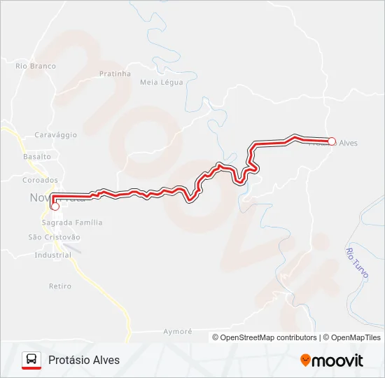 5038 NOVA PRATA / PROTÁSIO ALVES Bus Line Map