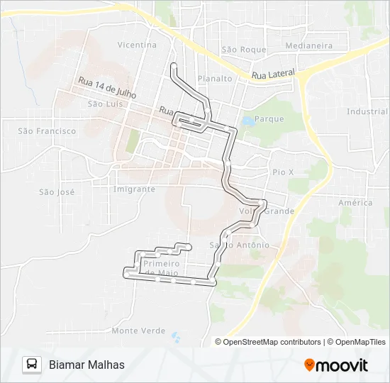01 1° DE MAIO VIA CLUBE Bus Line Map