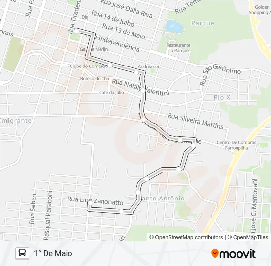 01 1° DE MAIO VIA CLUBE Bus Line Map