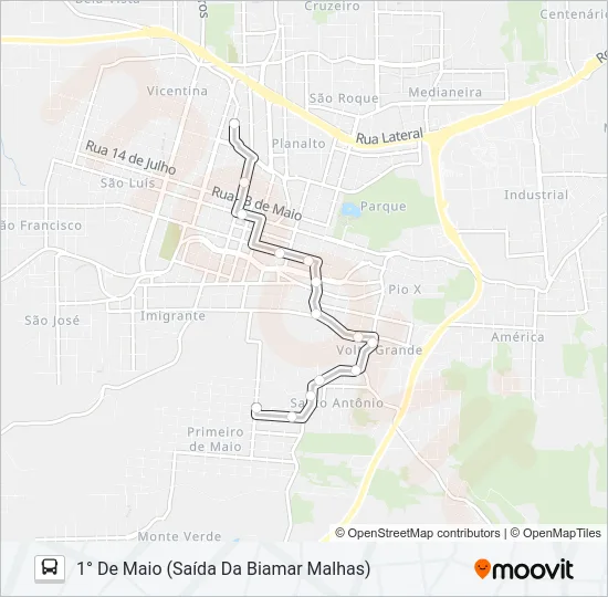 01 1° DE MAIO VIA CLUBE Bus Line Map