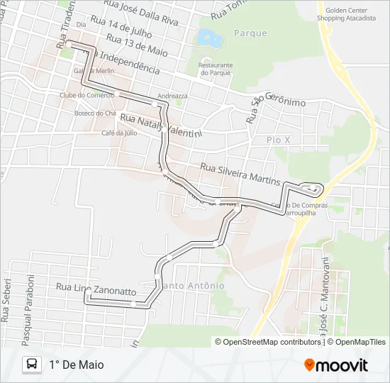 02 1° DE MAIO VIA RODOVIÁRIA Bus Line Map