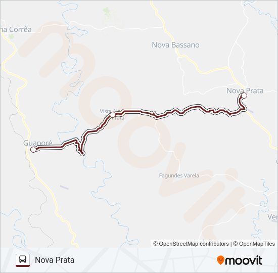 Mapa da linha 94 GUAPORÉ / NOVA PRATA de ônibus