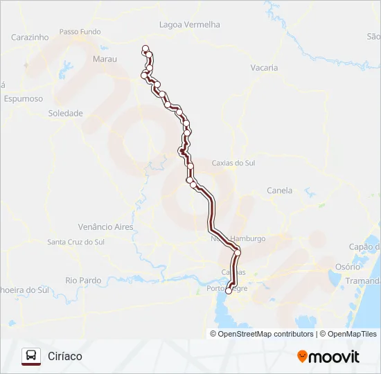 1314 CIRIACO / PORTO ALEGRE Bus Line Map