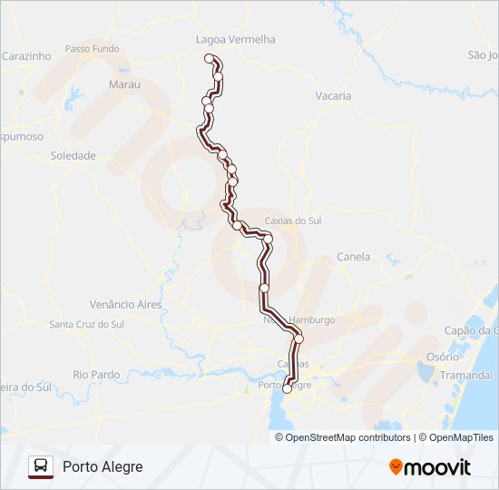 Mapa da linha 1917 CASEIROS / PORTO ALEGRE de ônibus