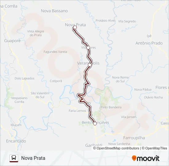 19 BENTO GONÇALVES / NOVA PRATA Bus Line Map