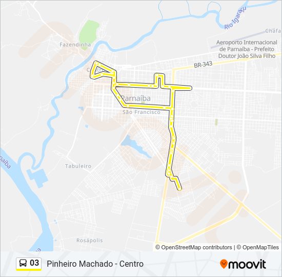 Mapa da linha 03 de ônibus