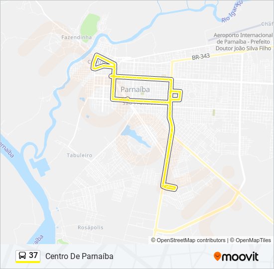 Mapa da linha 37 de ônibus