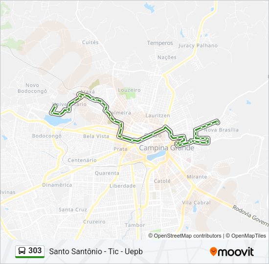 Mapa da linha 303 de ônibus