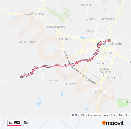 Mapa da linha 902 de ônibus