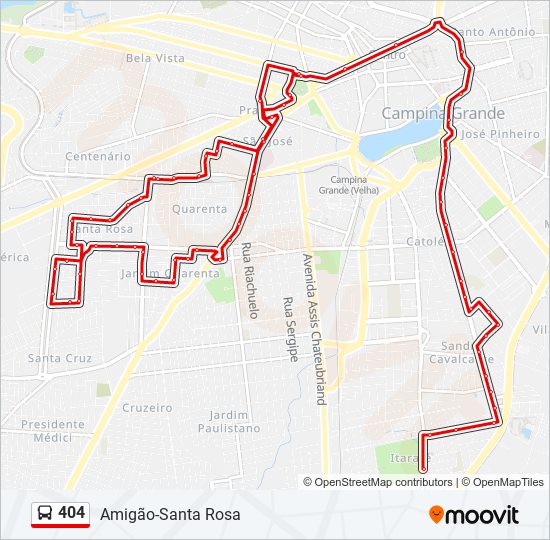 Mapa da linha 404 de ônibus