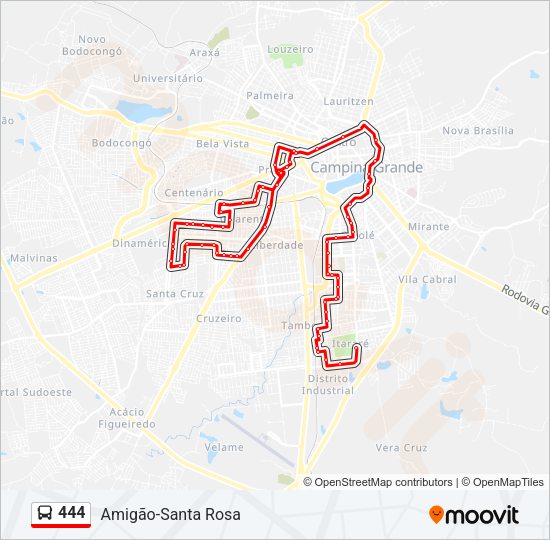 Mapa da linha 444 de ônibus