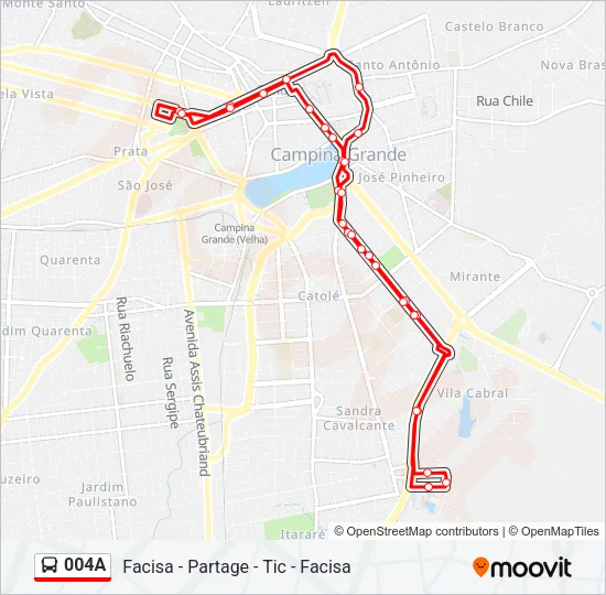 004A Bus Line Map