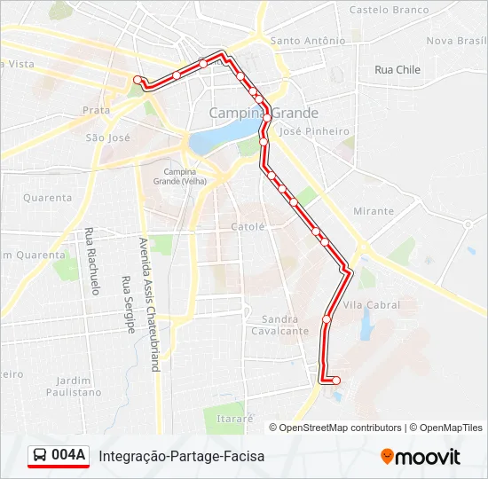 004A Bus Line Map