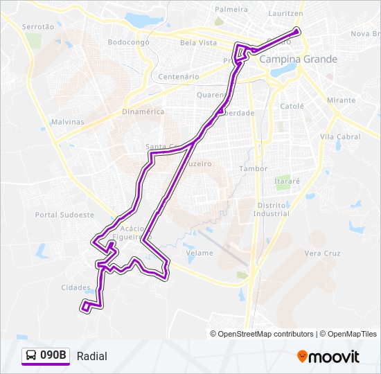 Mapa da linha 090B de ônibus