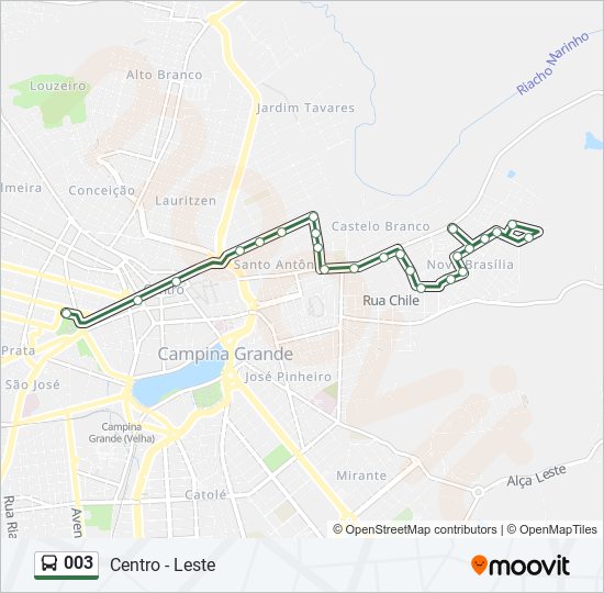 Mapa da linha 003 de ônibus