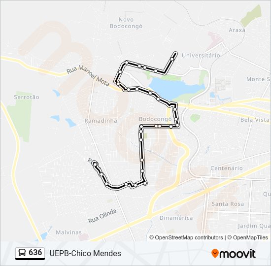 Mapa da linha 636 de ônibus