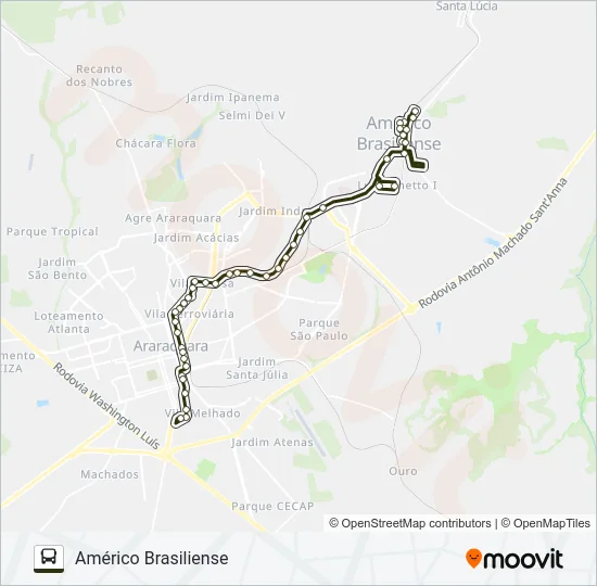 ARARAQUARA / AMÉRICO BRASILIENSE (SUBURBANA) Bus Line Map
