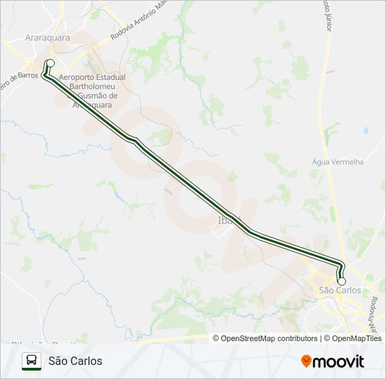 Mapa da linha ARARAQUARA / SÃO CARLOS (SUBURBANA) de ônibus