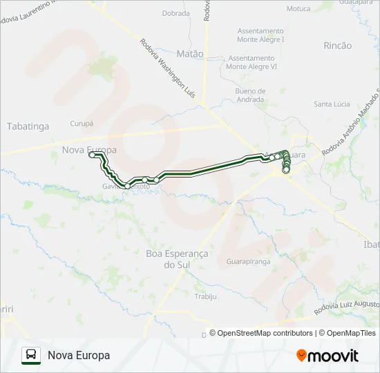 ARARAQUARA / NOVA EUROPA (SUBURBANA) Bus Line Map