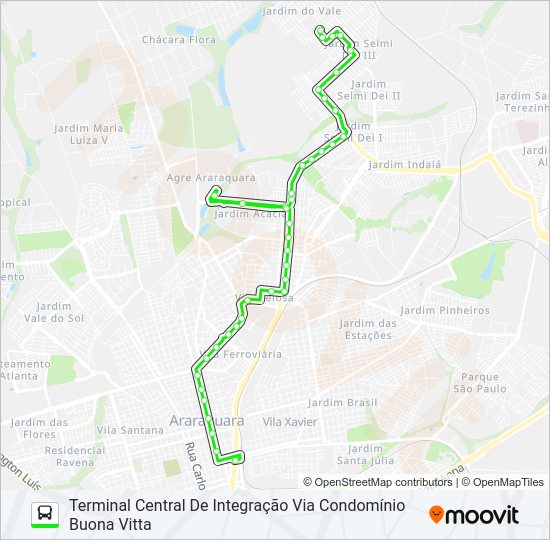 Mapa da linha VALLE VERDE / TCI / VIA ROXO de ônibus