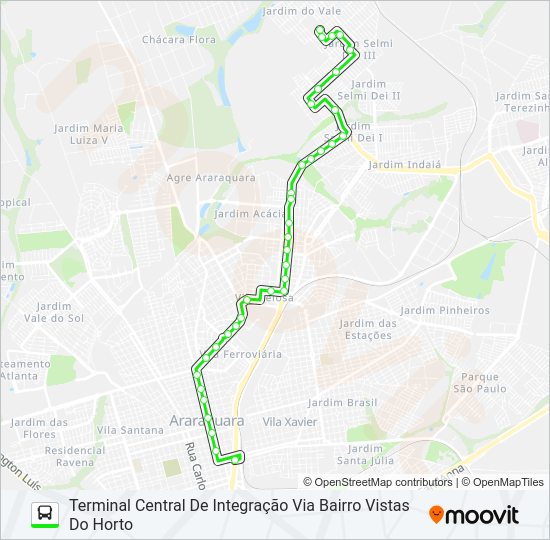 Mapa da linha VALLE VERDE / TCI / VIA ROXO de ônibus